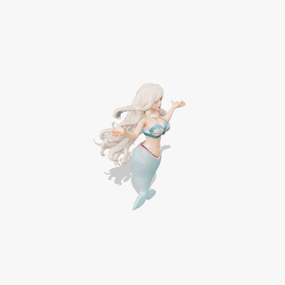 Elegant Mermaid Rigged and Animated Character Model